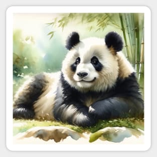 Tranquil Majesty: Serene Giant Panda Watercolor Sticker